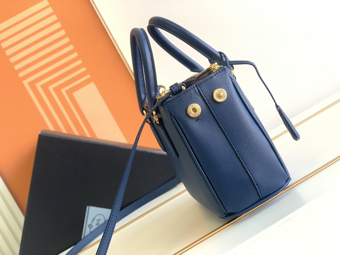 Prada Galleria Saffiano Mini Bag White/Beige/Blue/Dark Blue For Women 7.8 in / 20 cm 1BA906_NZV_F0009_V_EOM