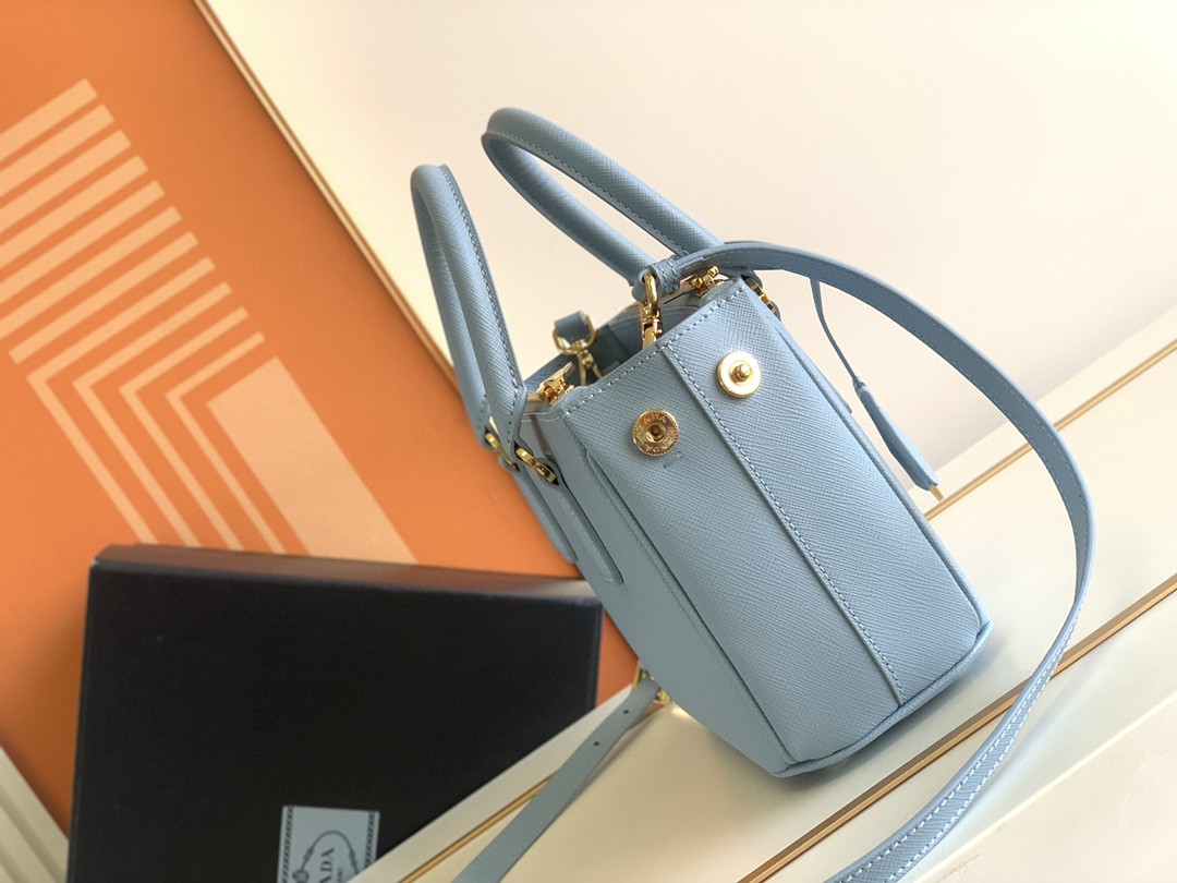 Prada Galleria Saffiano Mini Bag White/Beige/Blue/Dark Blue For Women 7.8 in / 20 cm 1BA906_NZV_F0009_V_EOM