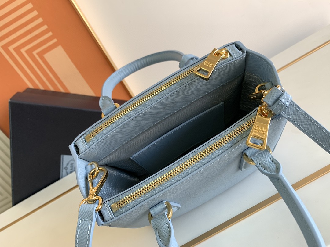 Prada Galleria Saffiano Mini Bag White/Beige/Blue/Dark Blue For Women 7.8 in / 20 cm 1BA906_NZV_F0009_V_EOM