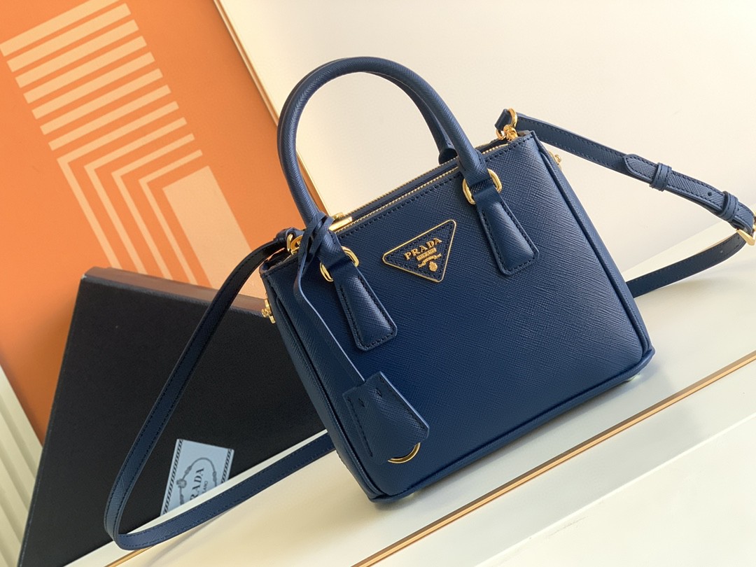 Prada Galleria Saffiano Mini Bag White/Beige/Blue/Dark Blue For Women 7.8 in / 20 cm 1BA906_NZV_F0009_V_EOM