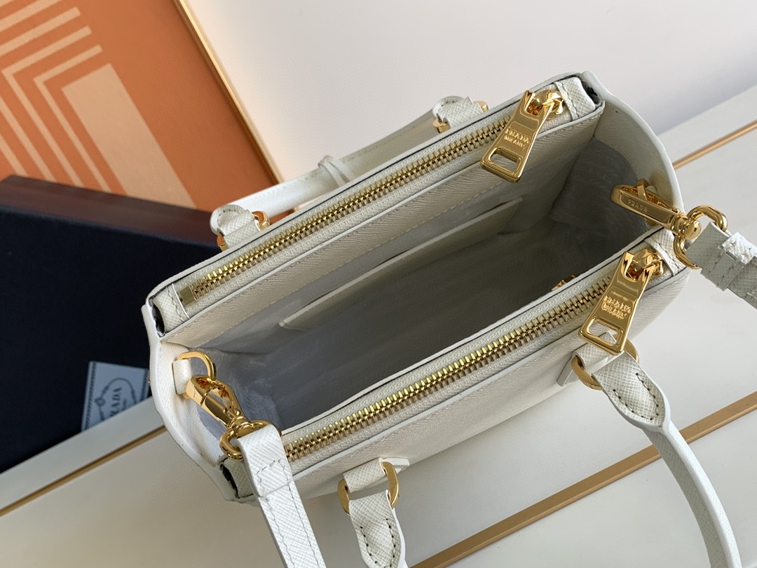 Prada Galleria Saffiano Mini Bag White/Beige/Blue/Dark Blue For Women 7.8 in / 20 cm 1BA906_NZV_F0009_V_EOM