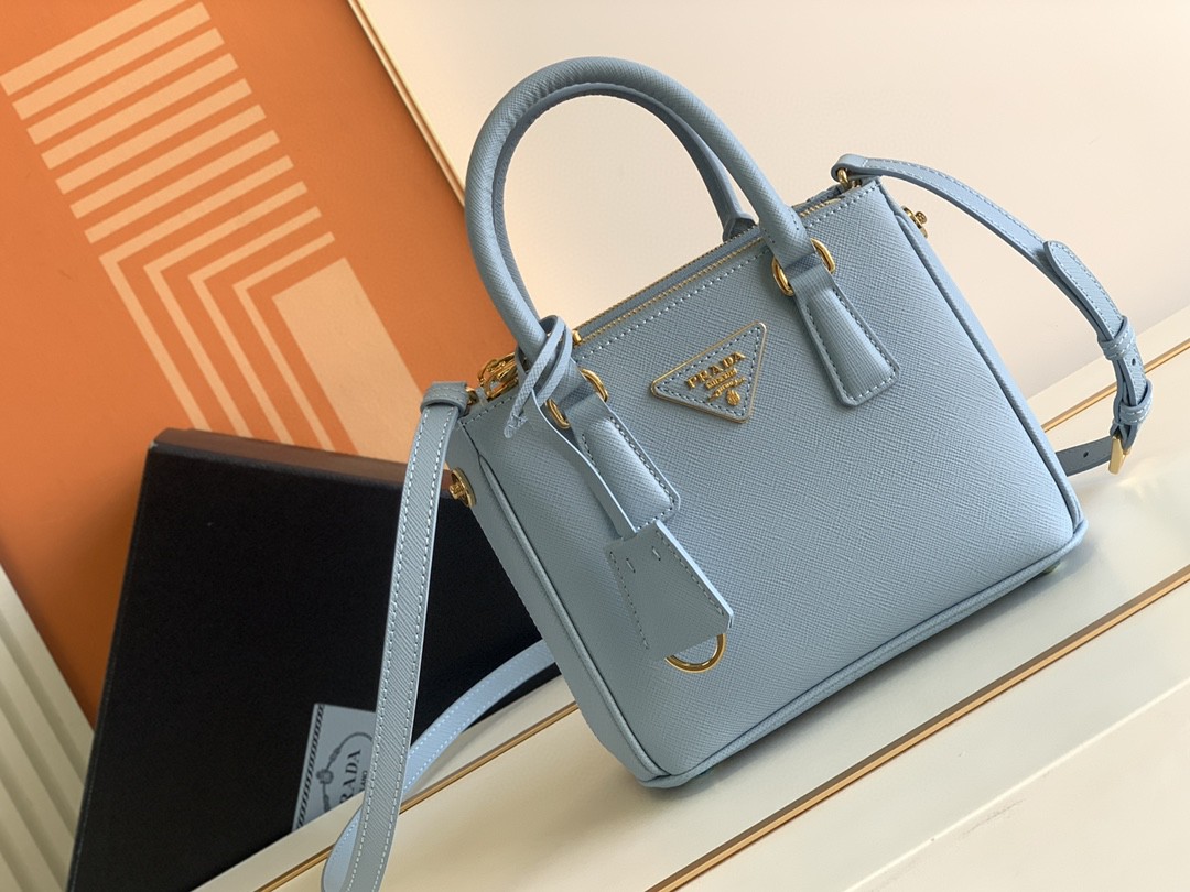 Prada Galleria Saffiano Mini Bag White/Beige/Blue/Dark Blue For Women 7.8 in / 20 cm 1BA906_NZV_F0009_V_EOM