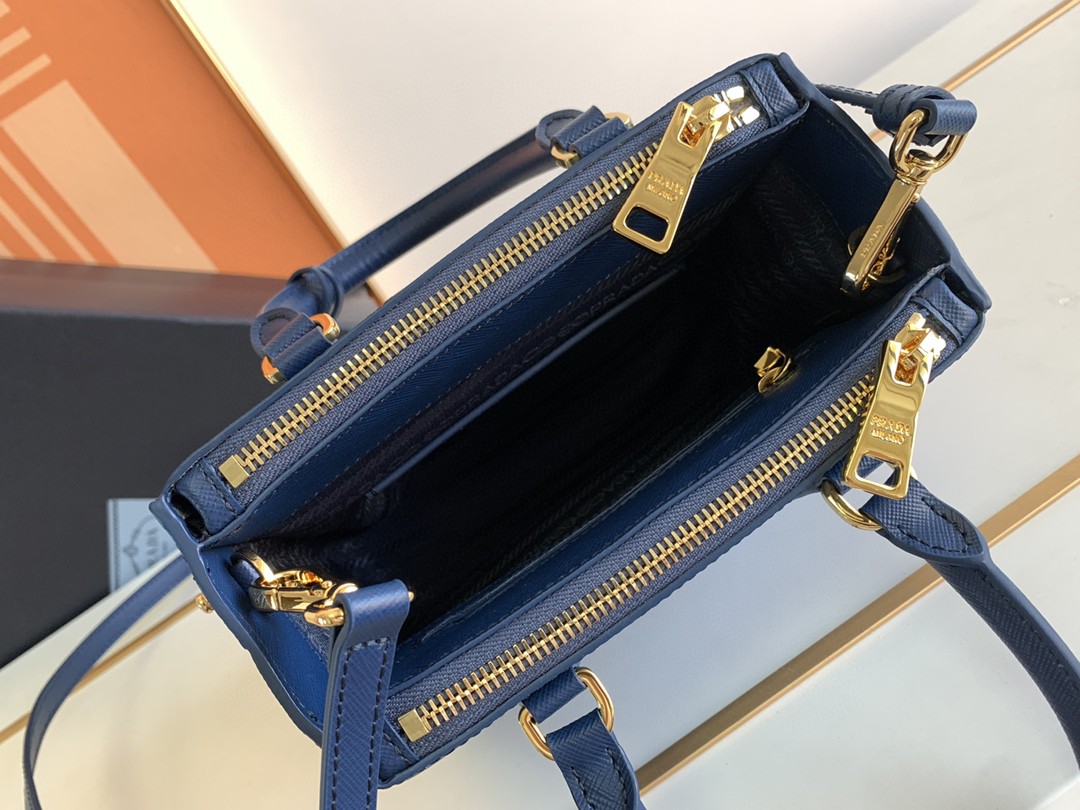 Prada Galleria Saffiano Mini Bag White/Beige/Blue/Dark Blue For Women 7.8 in / 20 cm 1BA906_NZV_F0009_V_EOM