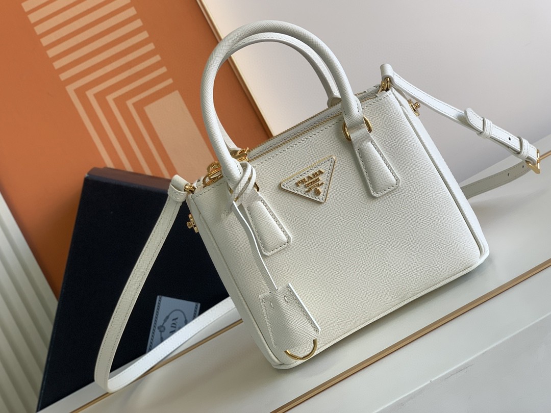 Prada Galleria Saffiano Mini Bag White/Beige/Blue/Dark Blue For Women 7.8 in / 20 cm 1BA906_NZV_F0009_V_EOM