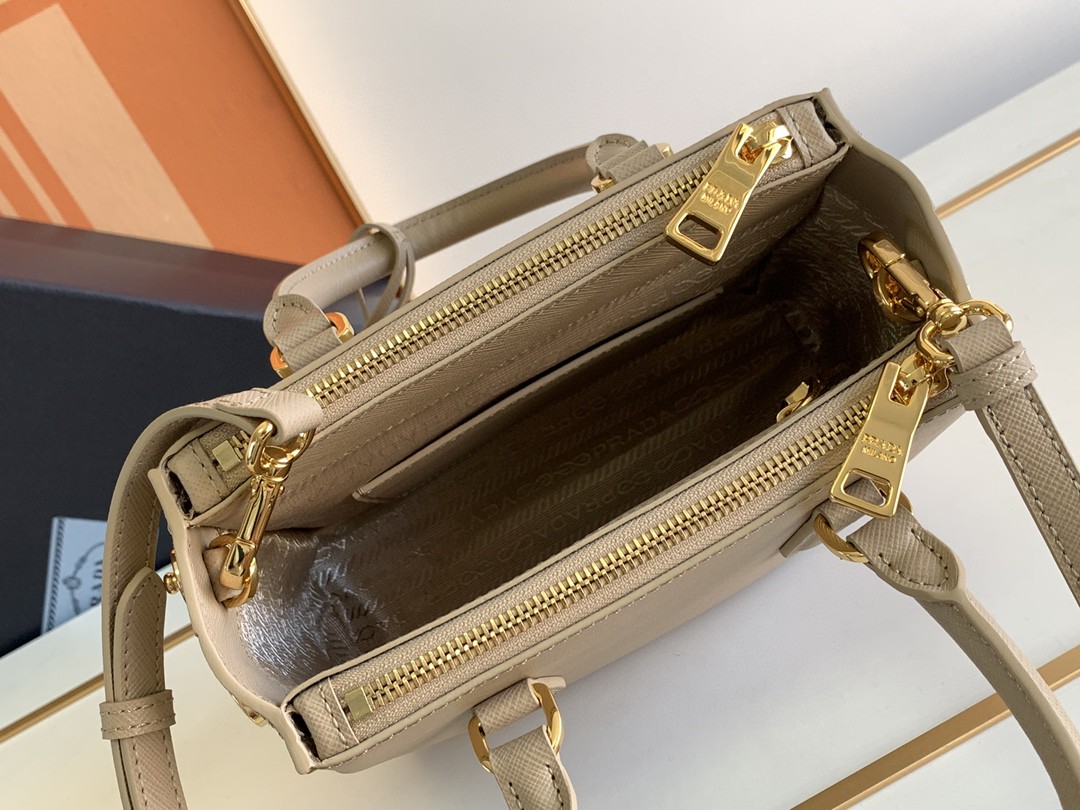 Prada Galleria Saffiano Mini Bag White/Beige/Blue/Dark Blue For Women 7.8 in / 20 cm 1BA906_NZV_F0009_V_EOM