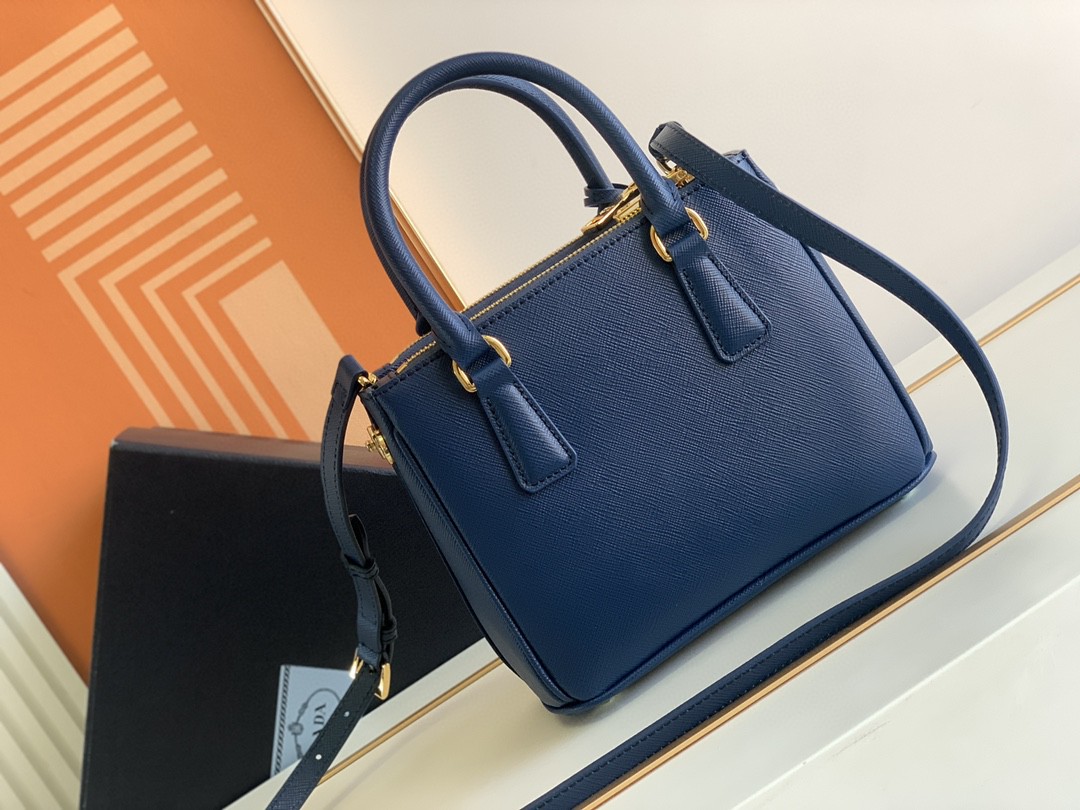 Prada Galleria Saffiano Mini Bag White/Beige/Blue/Dark Blue For Women 7.8 in / 20 cm 1BA906_NZV_F0009_V_EOM