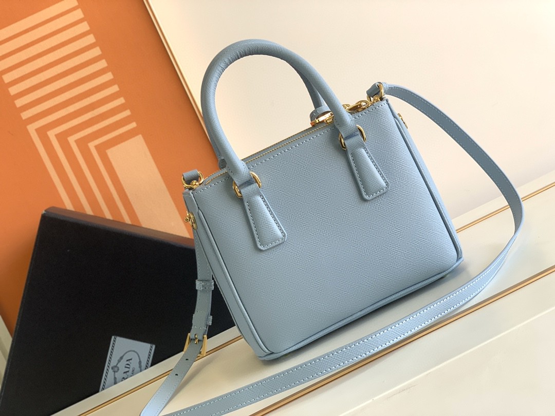 Prada Galleria Saffiano Mini Bag White/Beige/Blue/Dark Blue For Women 7.8 in / 20 cm 1BA906_NZV_F0009_V_EOM