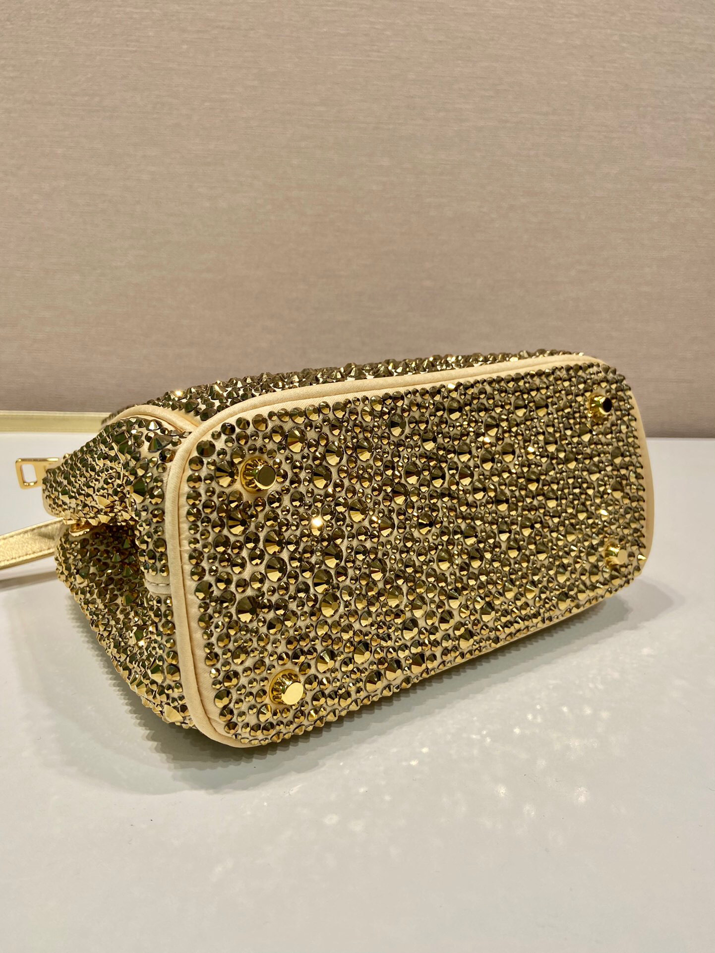 Prada Galleria Satin Mini-Bag With Crystals In Black For Women 7.8 in/ 20 cm 1BA906_2AWL_F063R_V_EOY