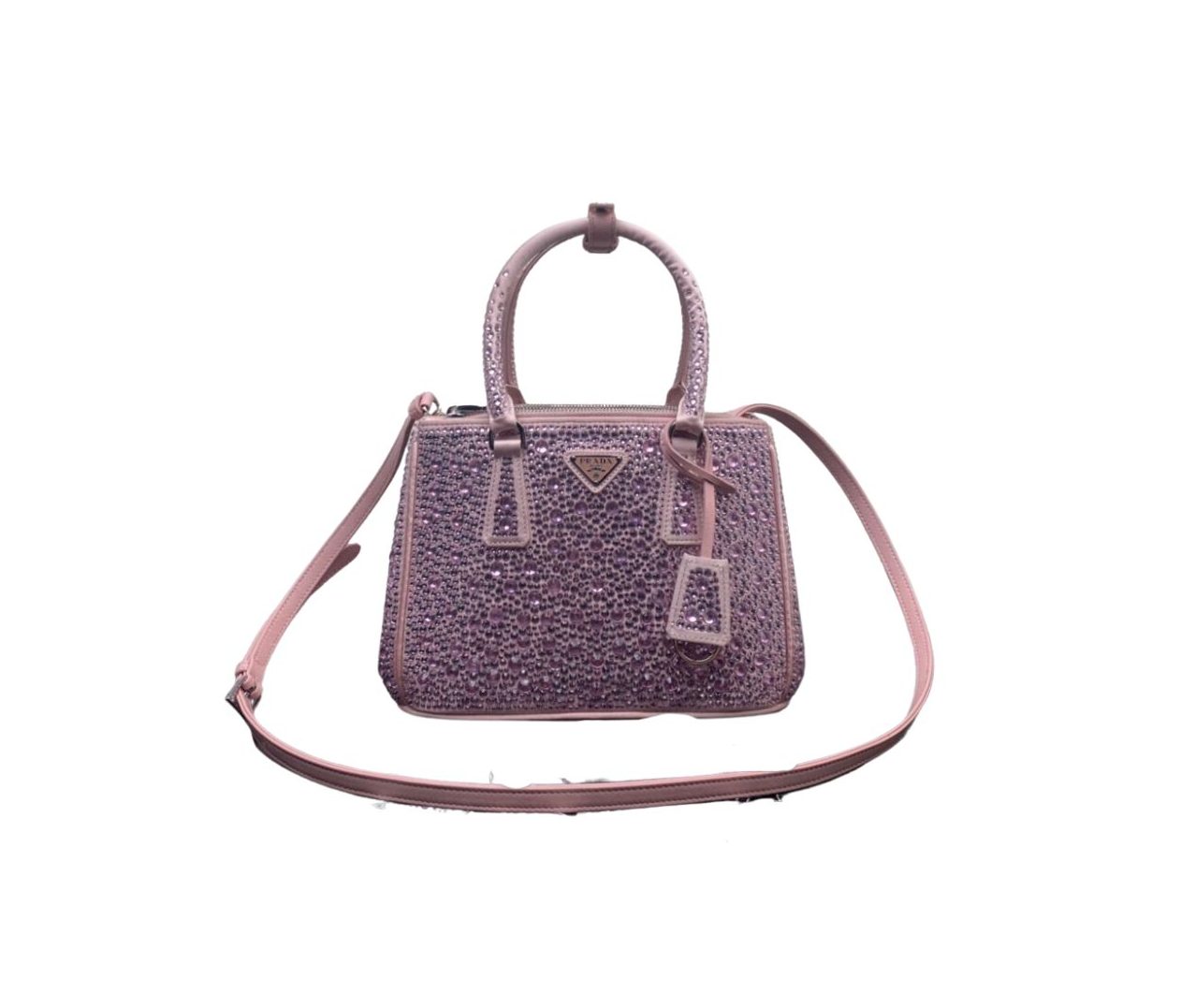 Prada Galleria Satin Mini-Bag With Crystals In Pink For Women 7.8in/ 20cm 1BA906_2AWL_F0E18_V_EOY