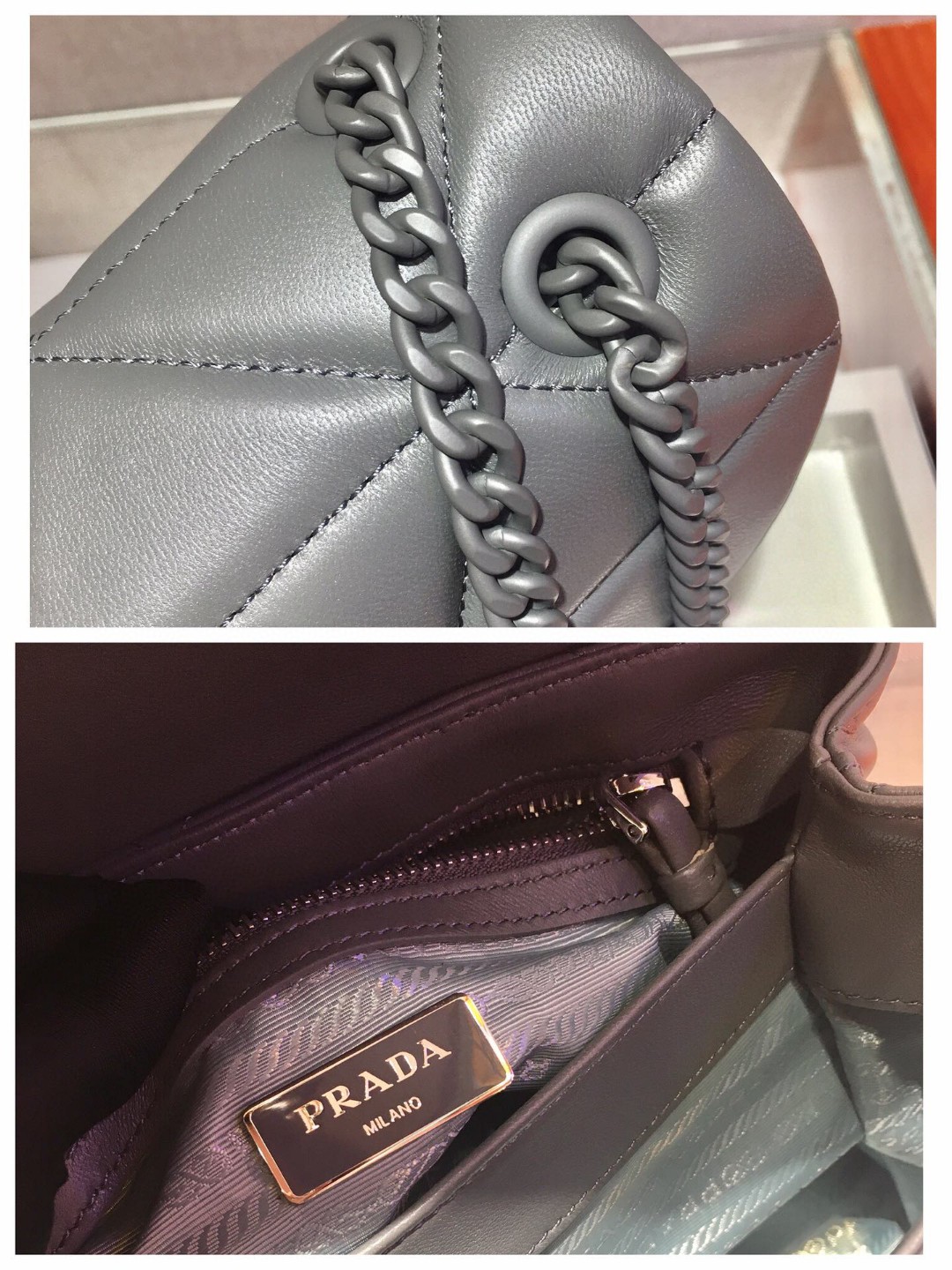 Prada Large Nappa Spectrum Bag Grey For Women, Women’s Bags 10.6in/27cm 1BD231_WDF0_F0LU5_V_OOO