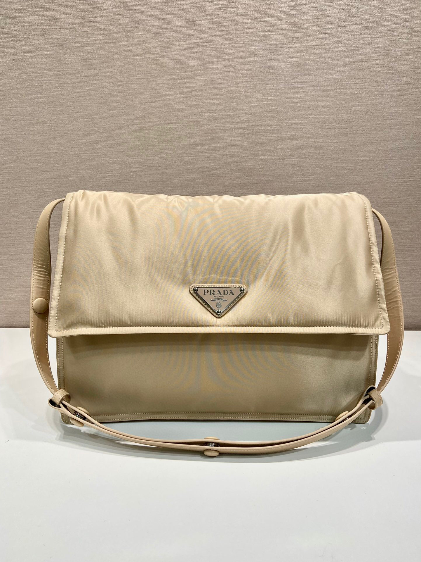 Prada Large Padded Shoulder Bag In Beige For Women 14.1in/ 36cm 1BD256_RDLN_F0F24_V_OOO