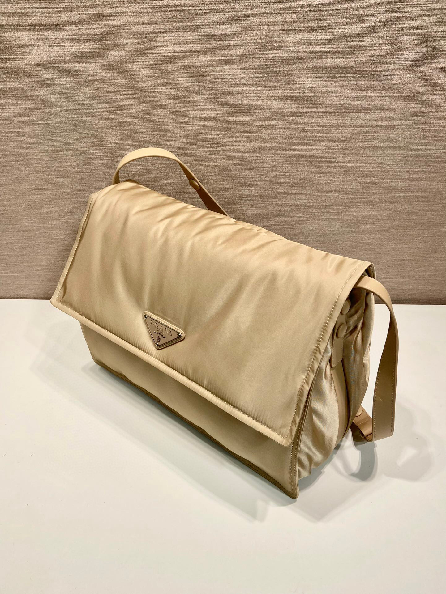Prada Large Padded Shoulder Bag In Beige For Women 14.1in/ 36cm 1BD256_RDLN_F0F24_V_OOO