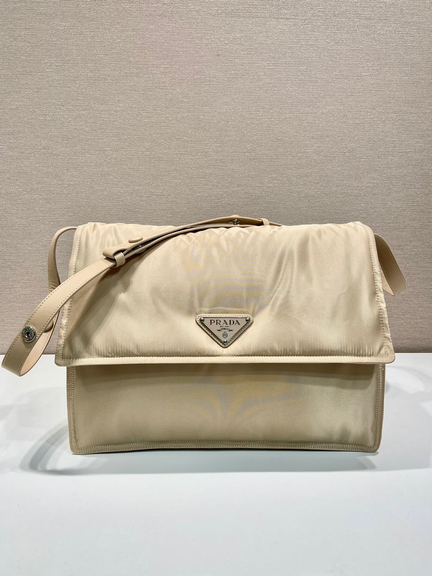 Prada Large Padded Shoulder Bag In Beige For Women 14.1in/ 36cm 1BD256_RDLN_F0F24_V_OOO