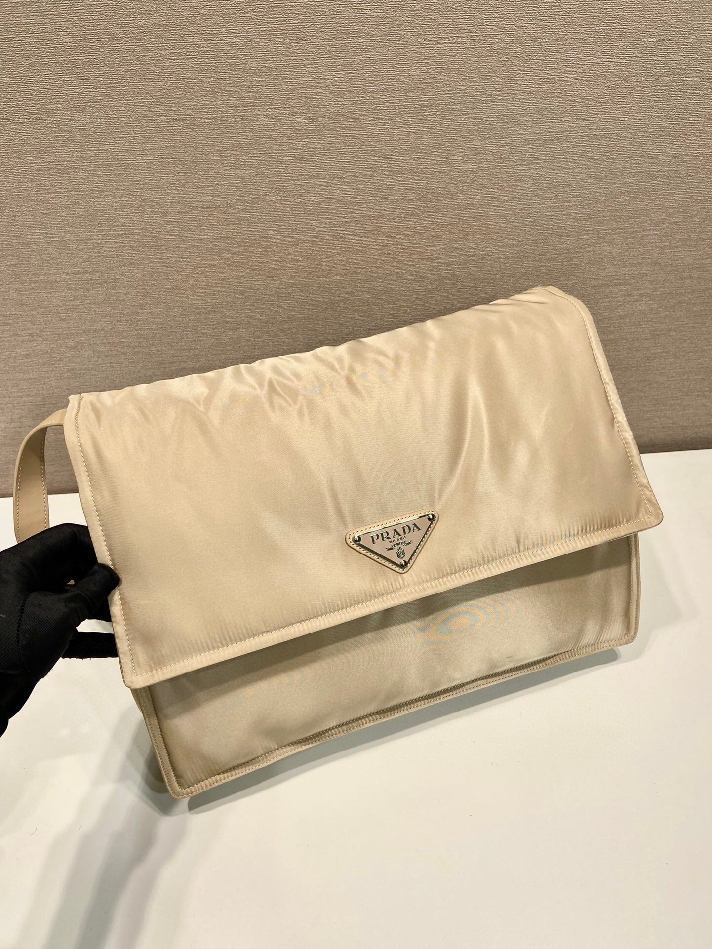 Prada Large Padded Shoulder Bag In Beige For Women 14.1in/ 36cm 1BD256_RDLN_F0F24_V_OOO