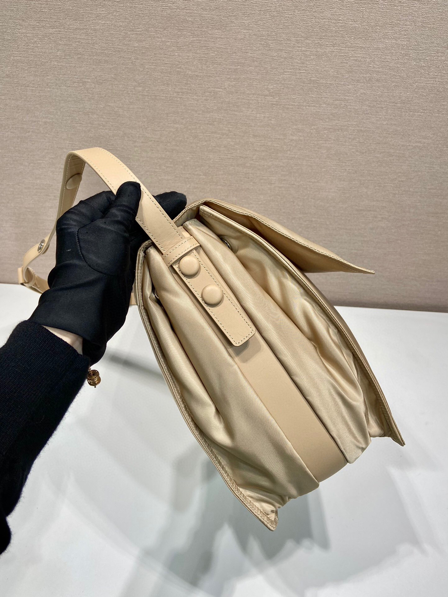 Prada Large Padded Shoulder Bag In Beige For Women 14.1in/ 36cm 1BD256_RDLN_F0F24_V_OOO