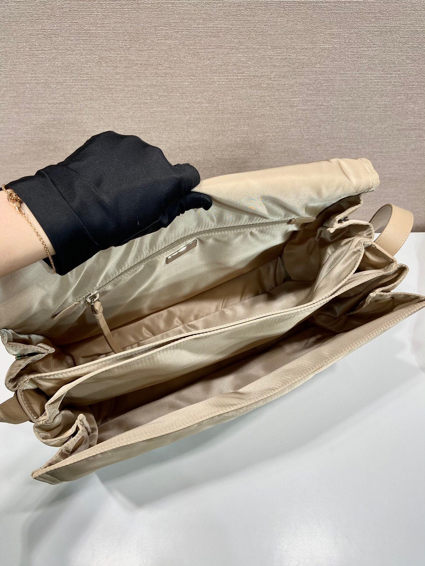 Prada Large Padded Shoulder Bag In Beige For Women 14.1in/ 36cm 1BD256_RDLN_F0F24_V_OOO
