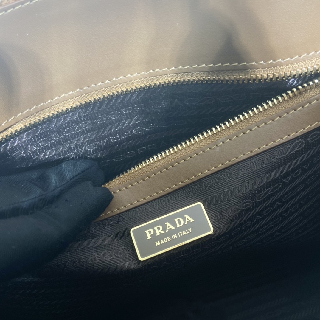 Prada Large Symbole Jacquard Fabric Handbag Brown/White For Women, Women’s Bags 15.3in/39cm 1BA356_2FKL_F0I0U_V_OOO
