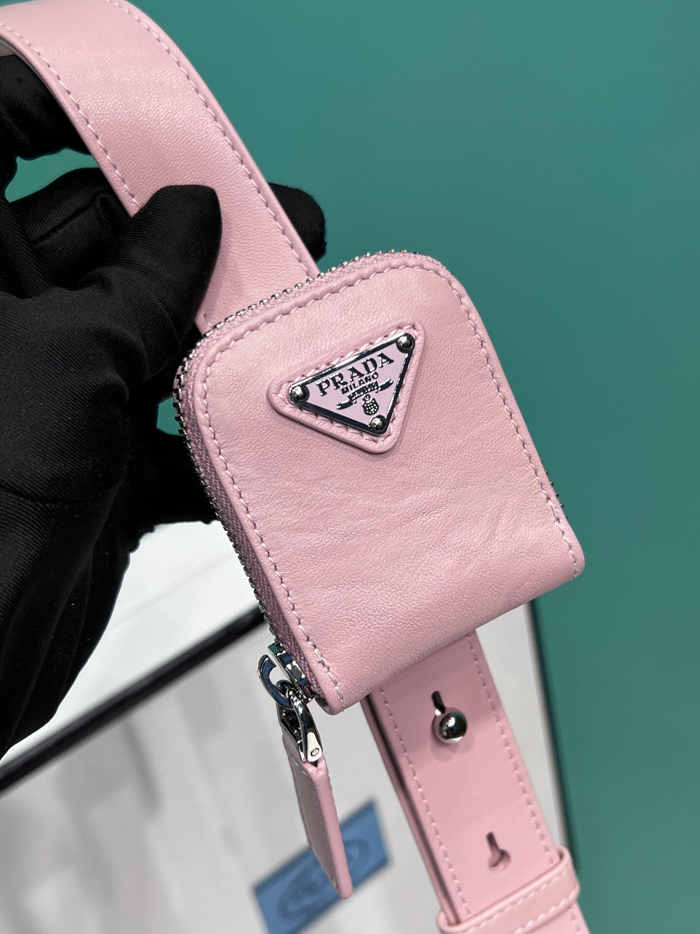 Prada Medium Antique Nappa Top Handle Bag In Green/Pink For Women 9.5 in/ 24cm 1BB092_UVL_F0092_V_T2O