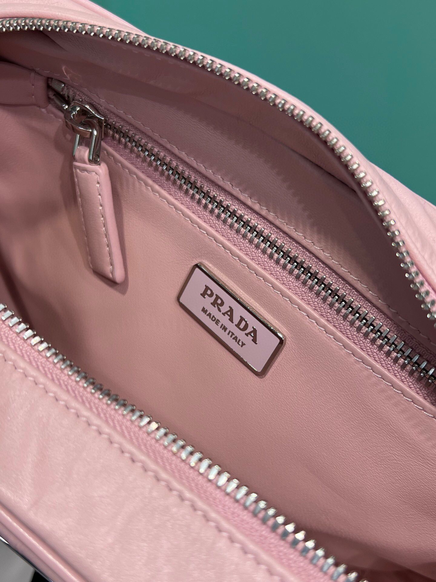 Prada Medium Antique Nappa Top Handle Bag In Green/Pink For Women 9.5 in/ 24cm 1BB092_UVL_F0092_V_T2O