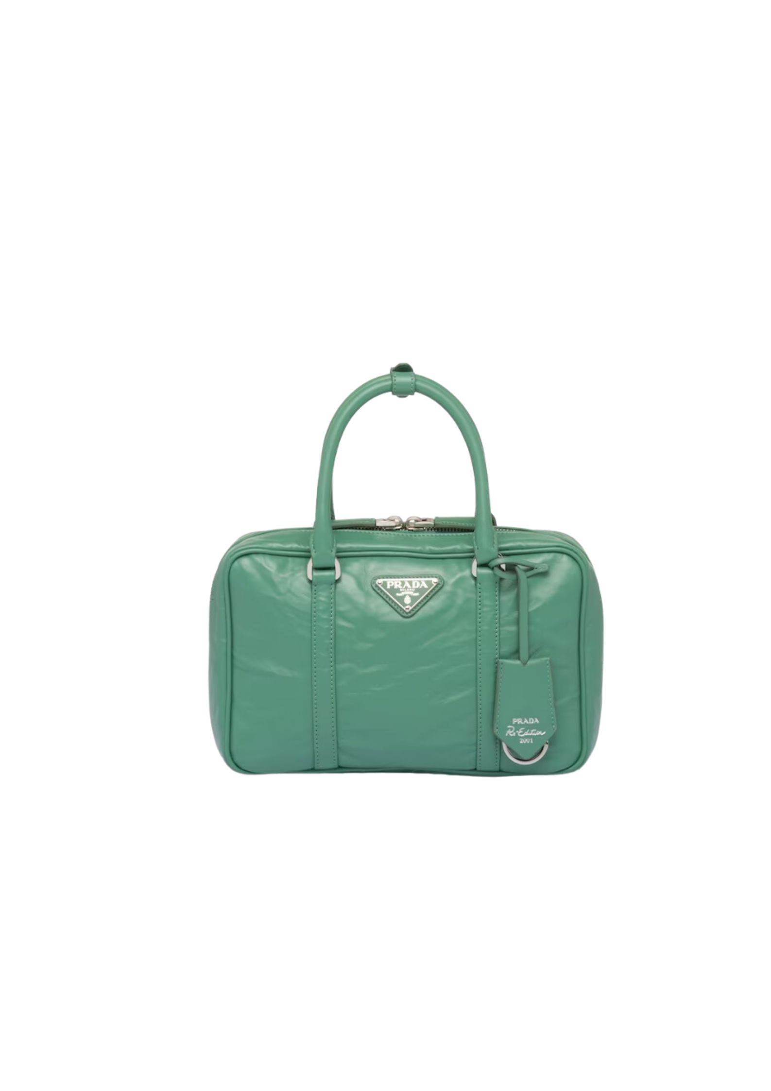 Prada Medium Antique Nappa Top Handle Bag In Green/Pink For Women 9.5 in/ 24cm 1BB092_UVL_F0092_V_T2O