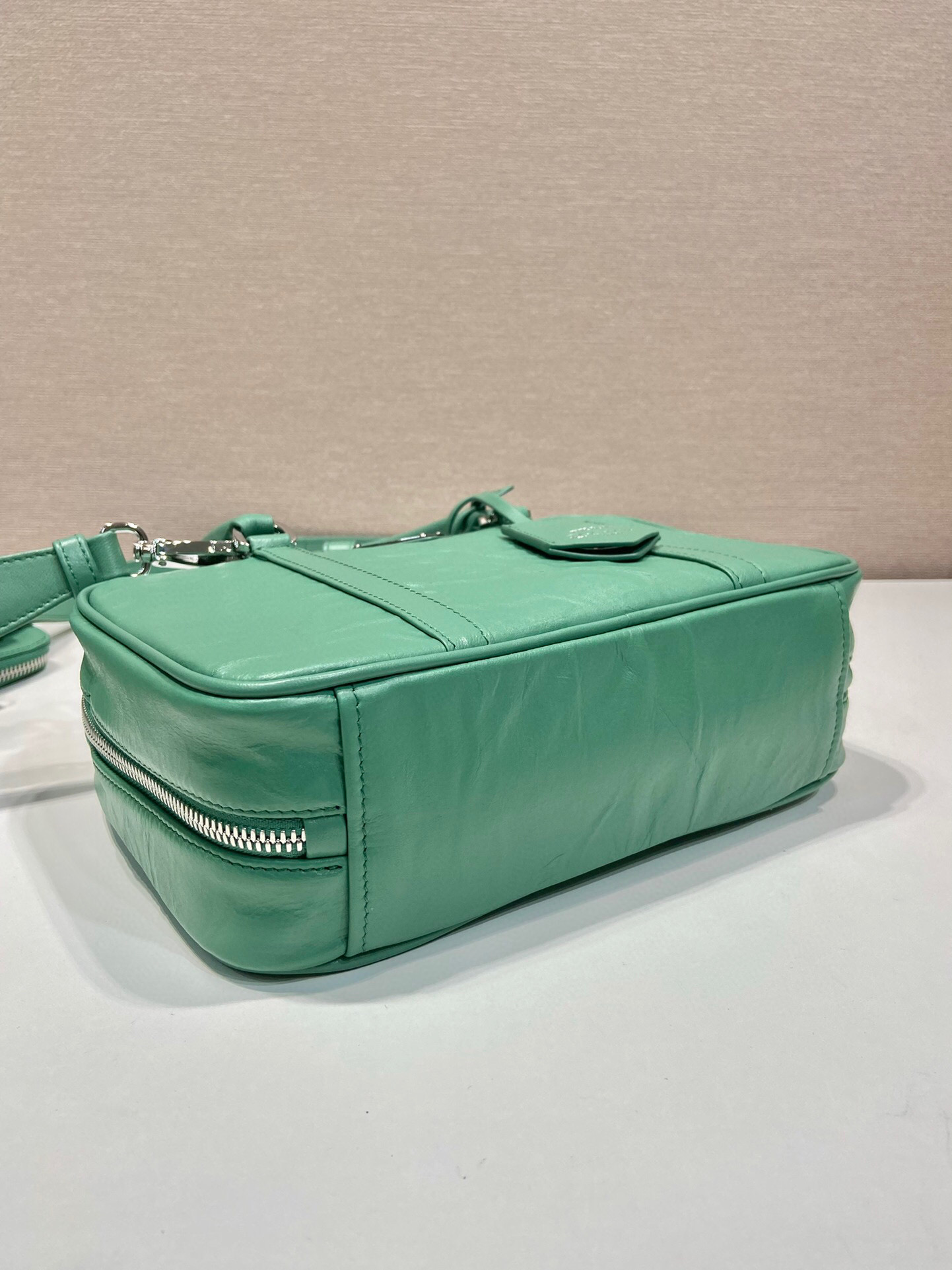 Prada Medium Antique Nappa Top Handle Bag In Green/Pink For Women 9.5 in/ 24cm 1BB092_UVL_F0092_V_T2O