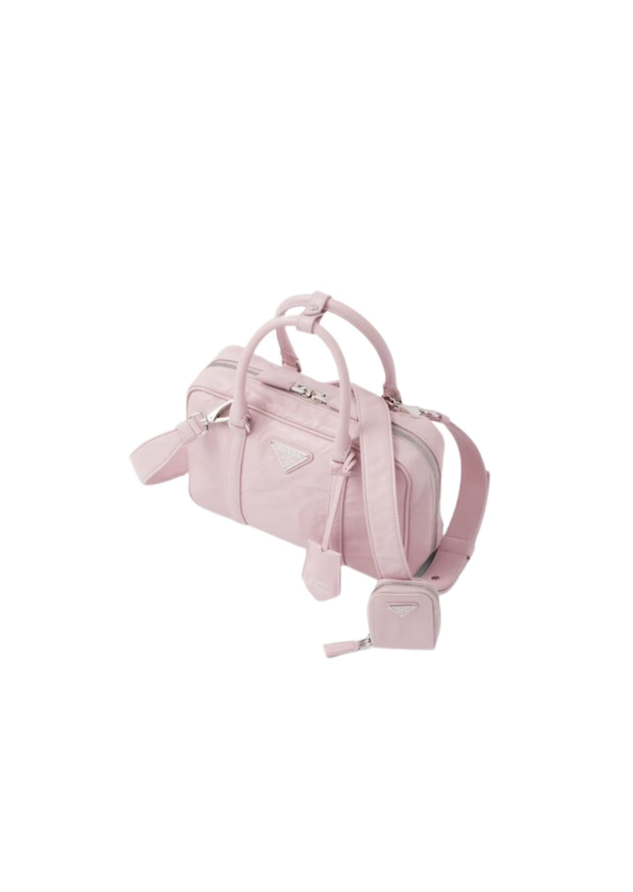 Prada Medium Antique Nappa Top Handle Bag Pink For Women 1BB092_UVL_F0E18_V_T2O