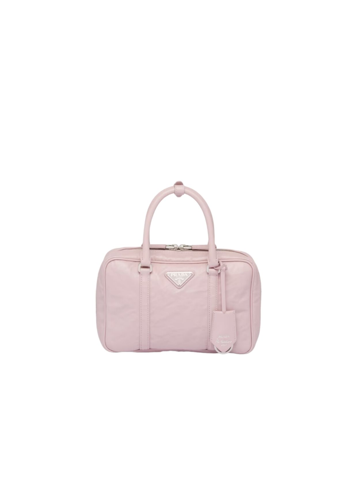 Prada Medium Antique Nappa Top Handle Bag Pink For Women 1BB092_UVL_F0E18_V_T2O