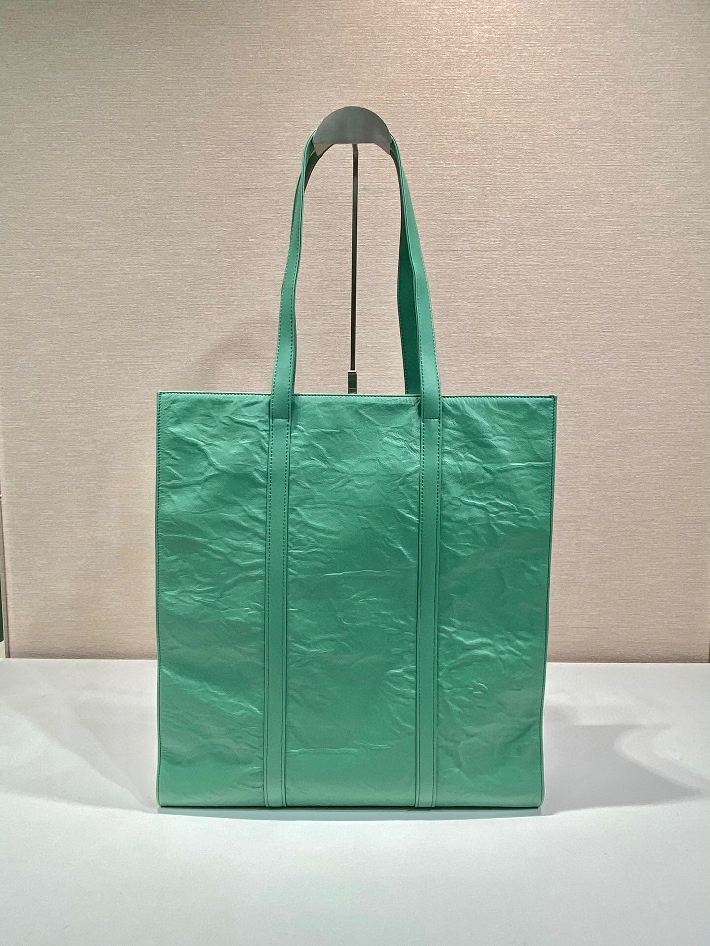 Prada Medium Antiqued Nappa Tote Bag In Yellow/Green For Women 15.3 in/ 39cm