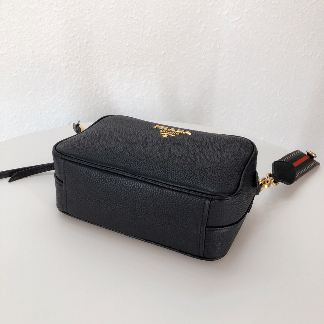 Prada Medium Camera Bag With Gold Tone Hardware In Black For Women 8.6in/ 22cm