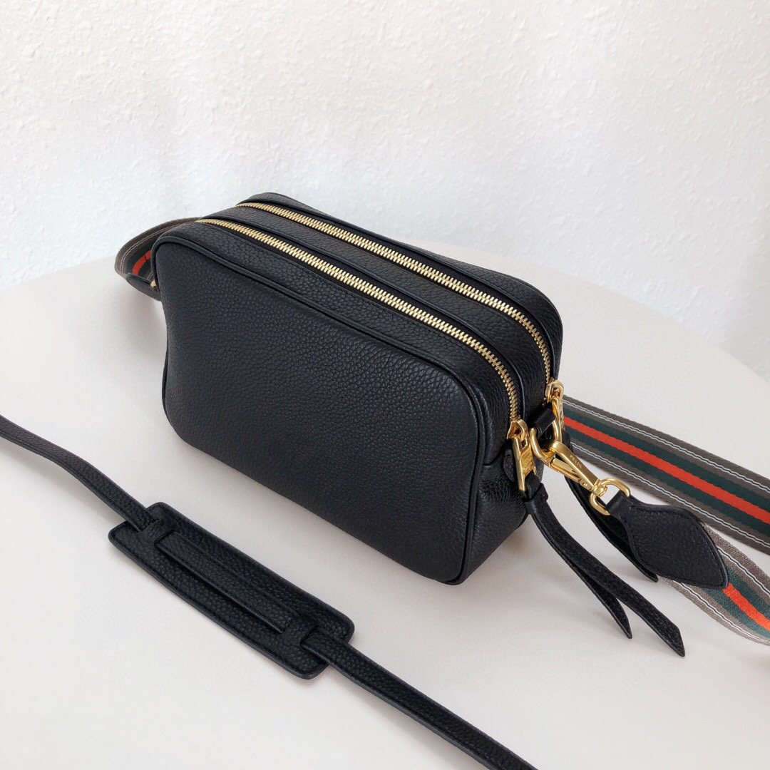 Prada Medium Camera Bag With Gold Tone Hardware In Black For Women 8.6in/ 22cm