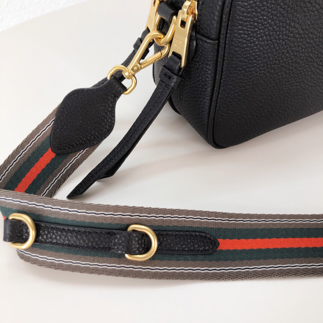 Prada Medium Camera Bag With Gold Tone Hardware In Black For Women 8.6in/ 22cm