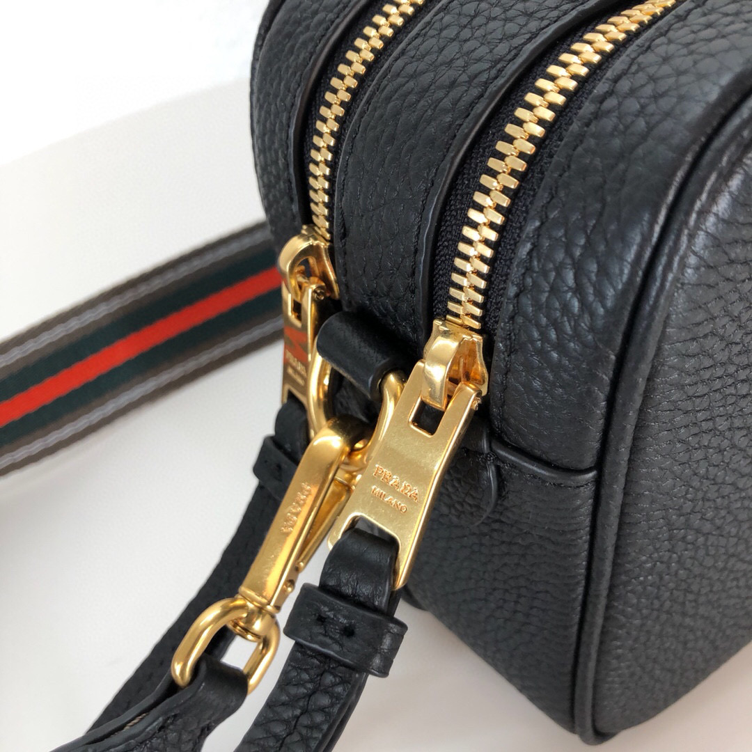 Prada Medium Camera Bag With Gold Tone Hardware In Black For Women 8.6in/ 22cm
