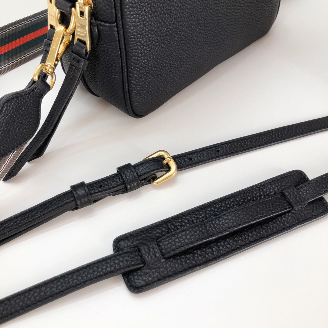 Prada Medium Camera Bag With Gold Tone Hardware In Black For Women 8.6in/ 22cm