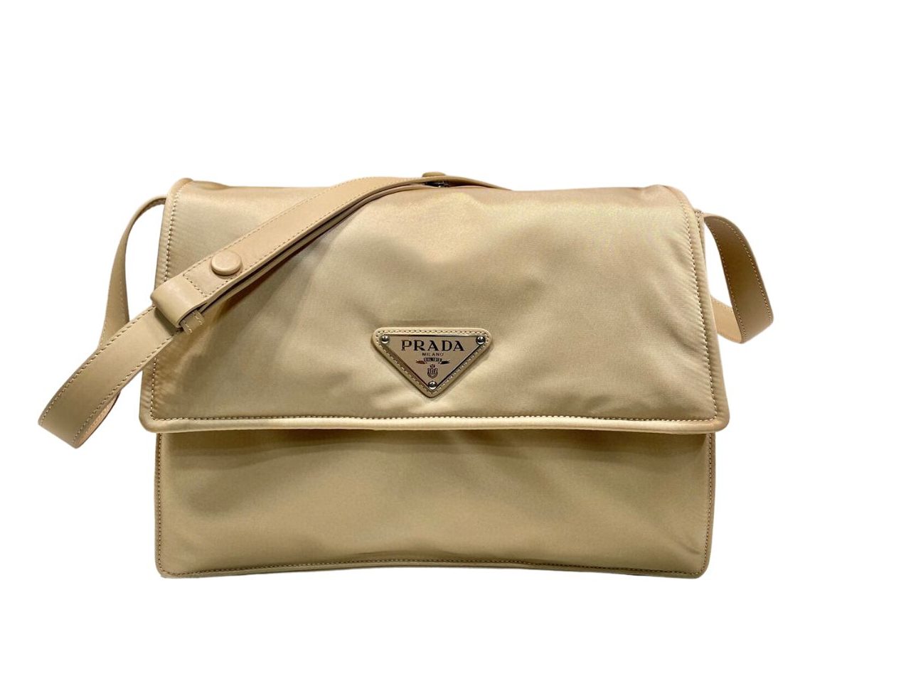 Prada Medium Padded Shoulder Bag In Beige For Women 11.8in/ 30cm