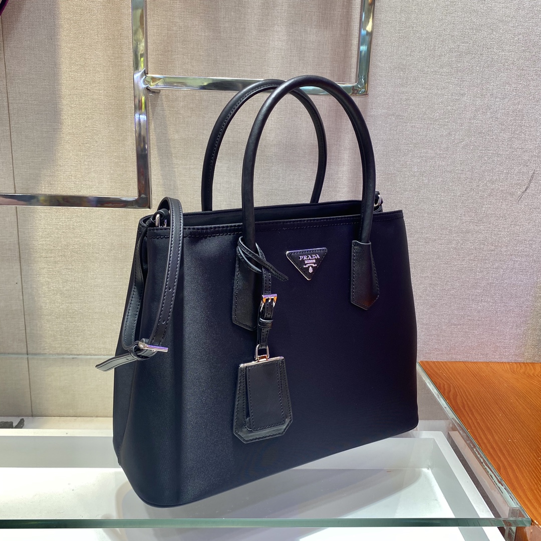 Prada Medium Saffiano Double Bag Black For Women, Women’s Bags 13in/33cm 1BG775_2A4A_F0LJ4_V_OOO