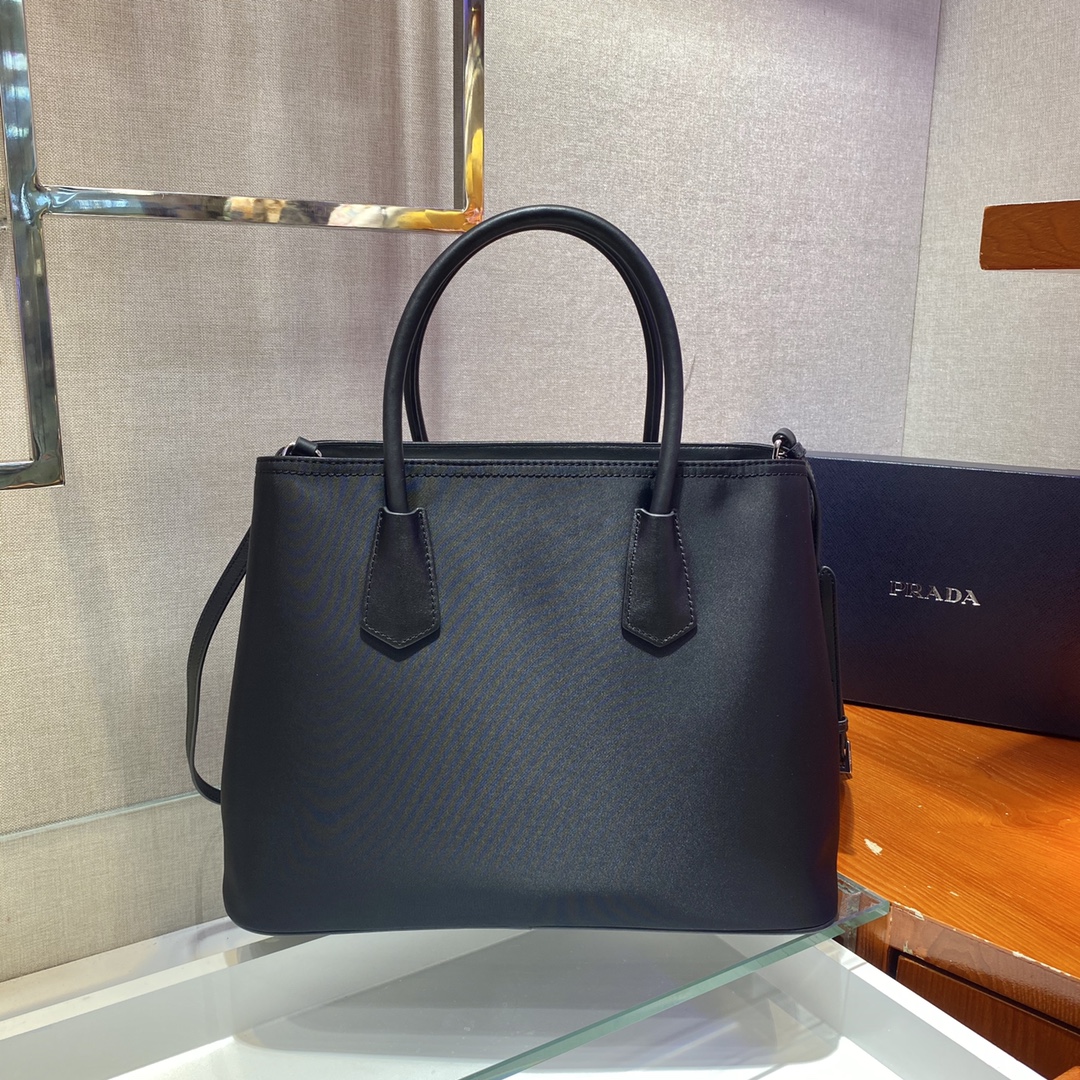 Prada Medium Saffiano Double Bag Black For Women, Women’s Bags 13in/33cm 1BG775_2A4A_F0LJ4_V_OOO