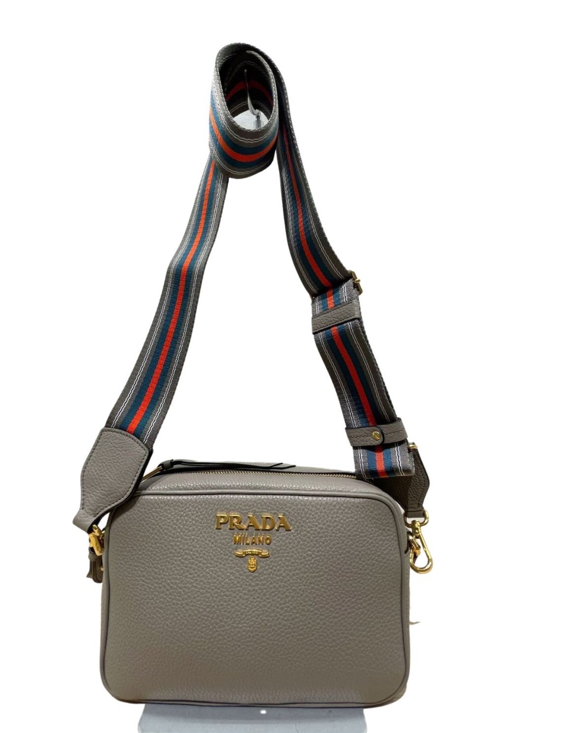 Prada Medium Shoulder Bag Grey/Brown/Black For Women 8.6 in / 22 cm