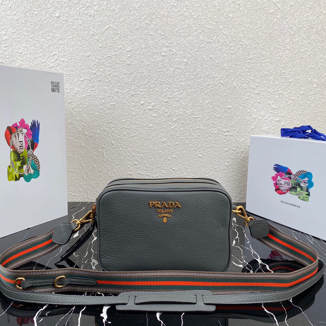 Prada Medium Shoulder Bag Grey/Brown/Black For Women 8.6 in / 22 cm