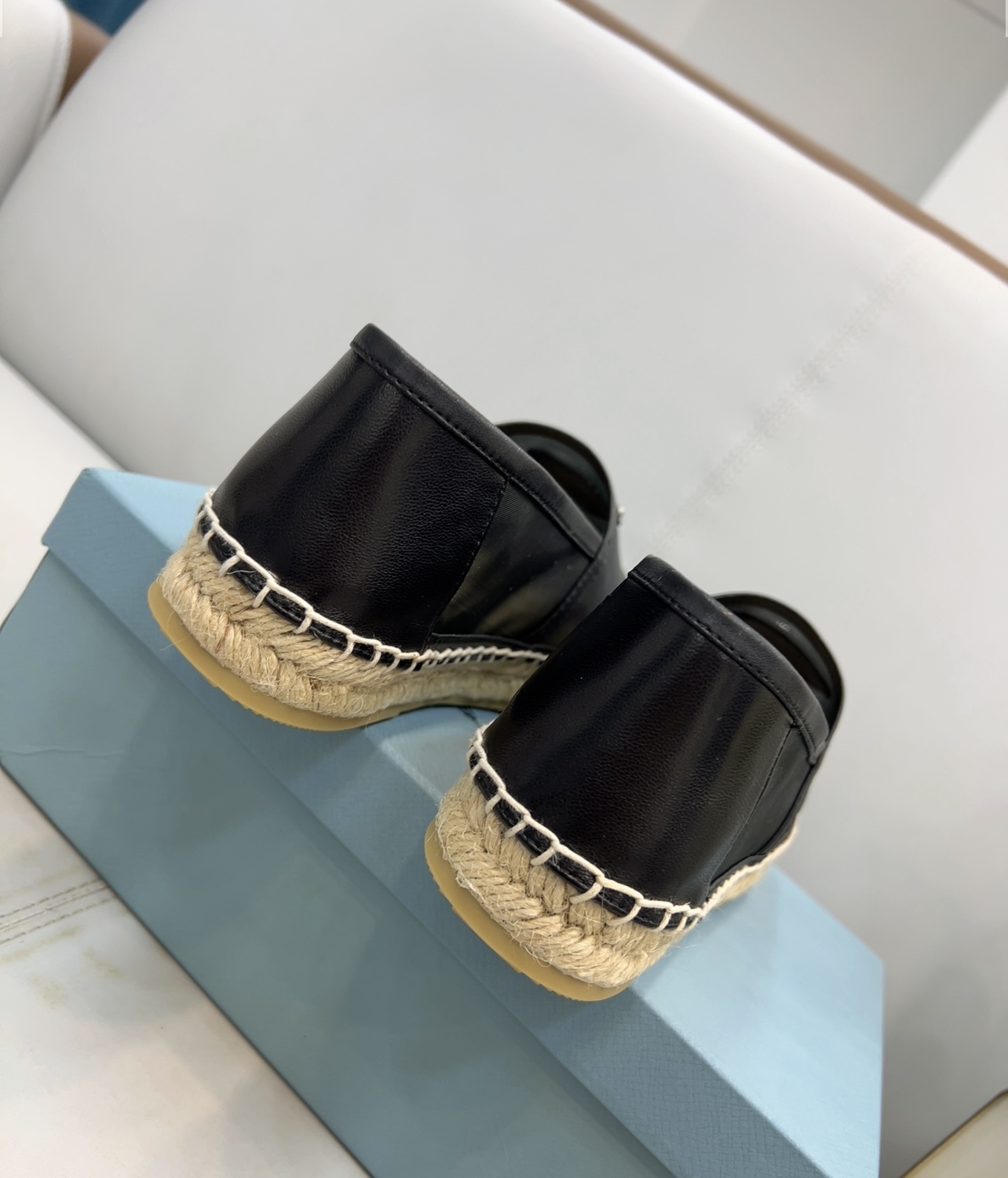 Prada Mesh And Nappa Espadrilles Black For Women 0.8in/20mm PRD 1S805M_3U09_F0002_F_020