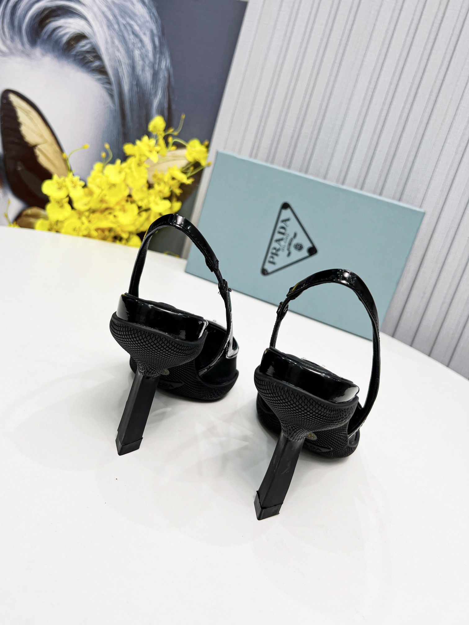 Prada Mesh Fabric Slingback Pumps Black For Women PRD 1I828M_099_F0002_F_045