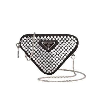 Prada Mini- Pouch With Artificial Crystals Bag Black For Women 3.9 in/ 10 cm 1NR005_2AWL_F0T7O