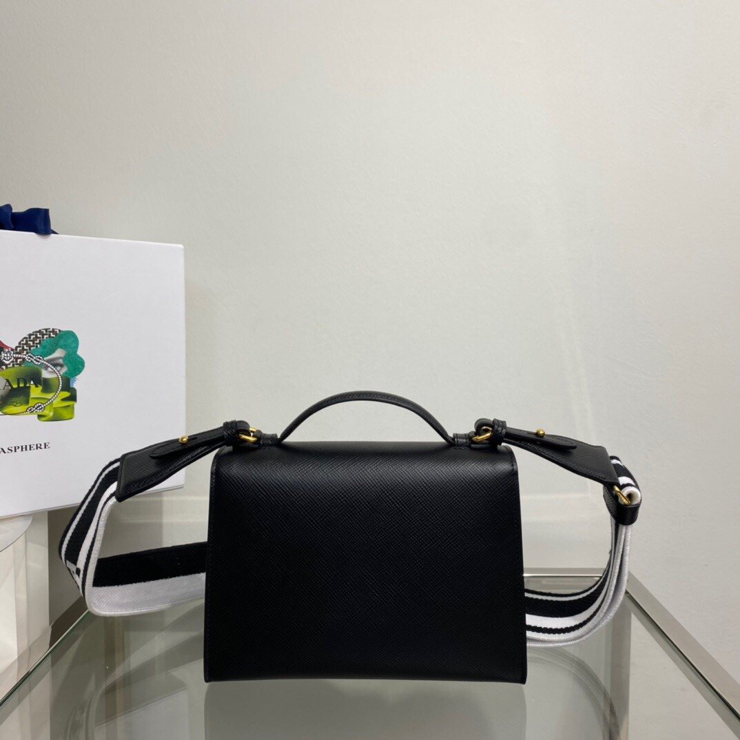 Prada Monochrome Saffiano Bag Black For Women, Women’s Bags 8.2in/21cm 1BD317_2ERX_F0002_V_3O3