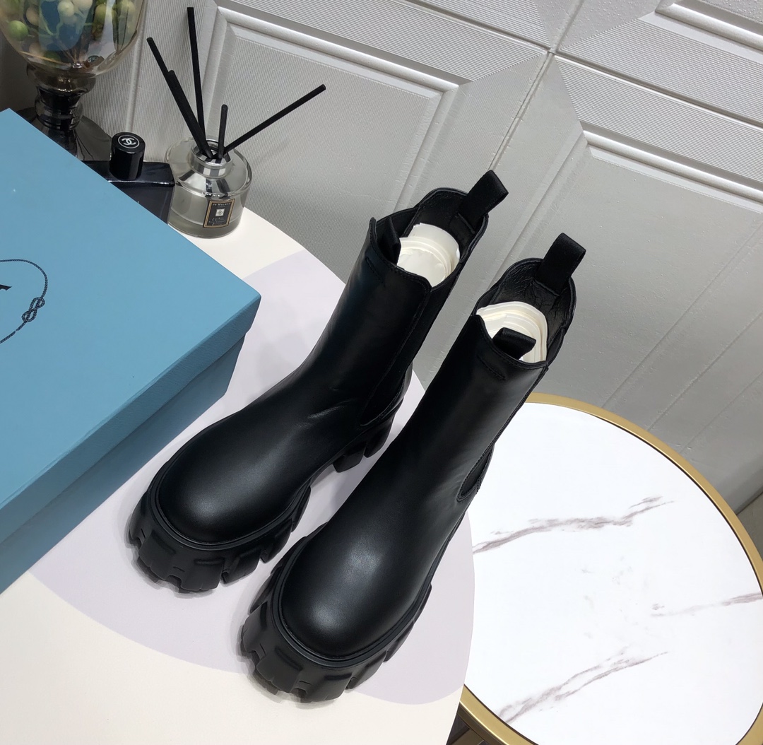 Prada Monolith Brushed Boots Black For Women 2.2in/55mm PRD 1U749M_B4L_F0002_F_B055