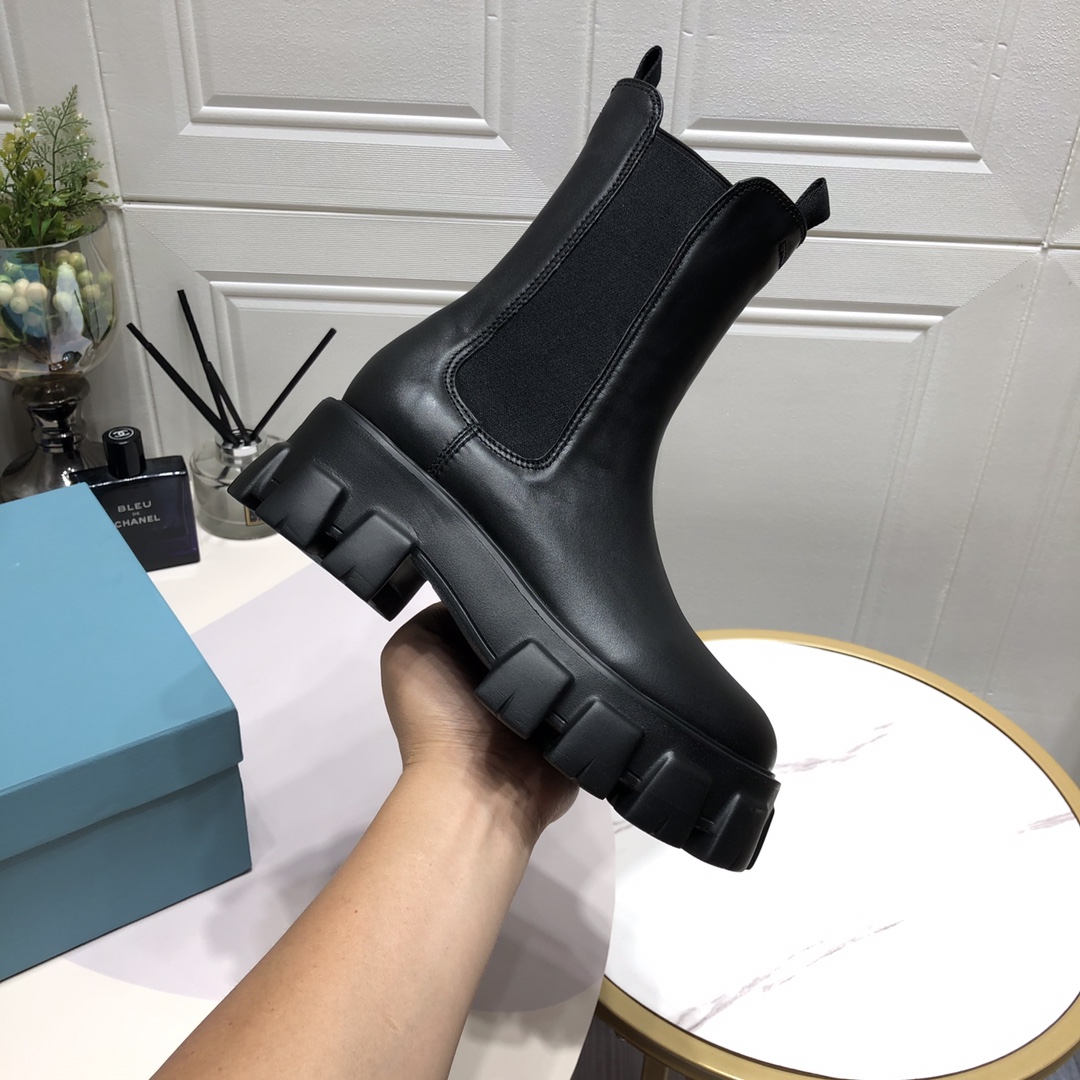 Prada Monolith Brushed Boots Black For Women 2.2in/55mm PRD 1U749M_B4L_F0002_F_B055