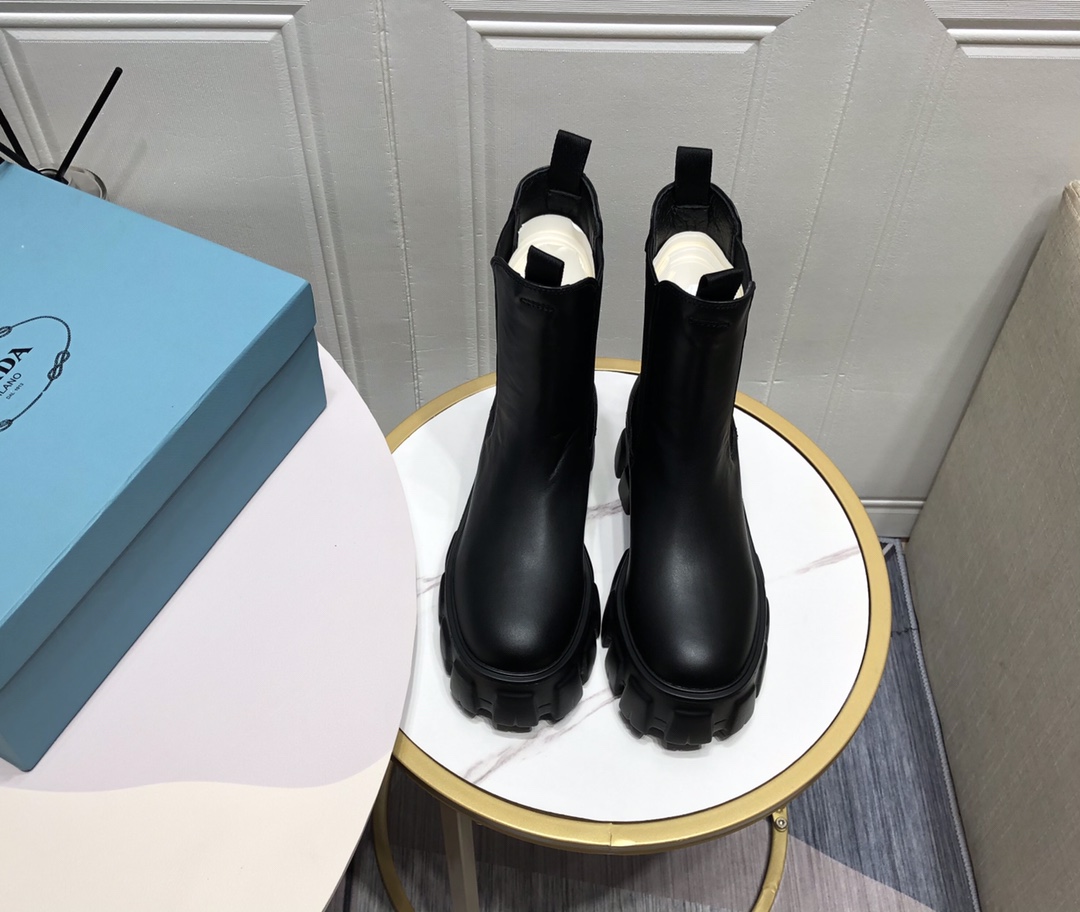 Prada Monolith Brushed Boots Black For Women 2.2in/55mm PRD 1U749M_B4L_F0002_F_B055