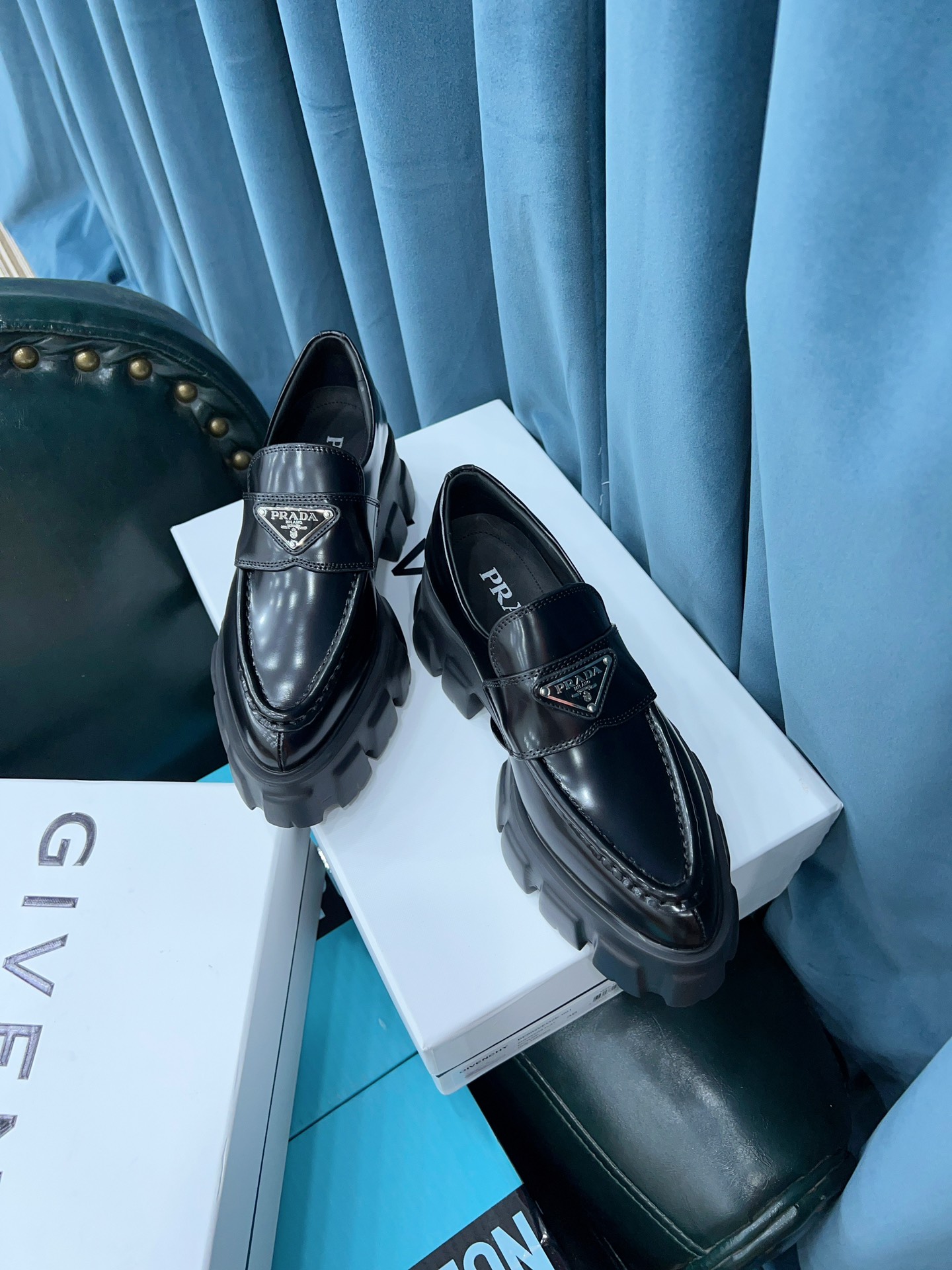 Prada Monolith Brushed Loafers Black For Women 2.4in/60mm PRD