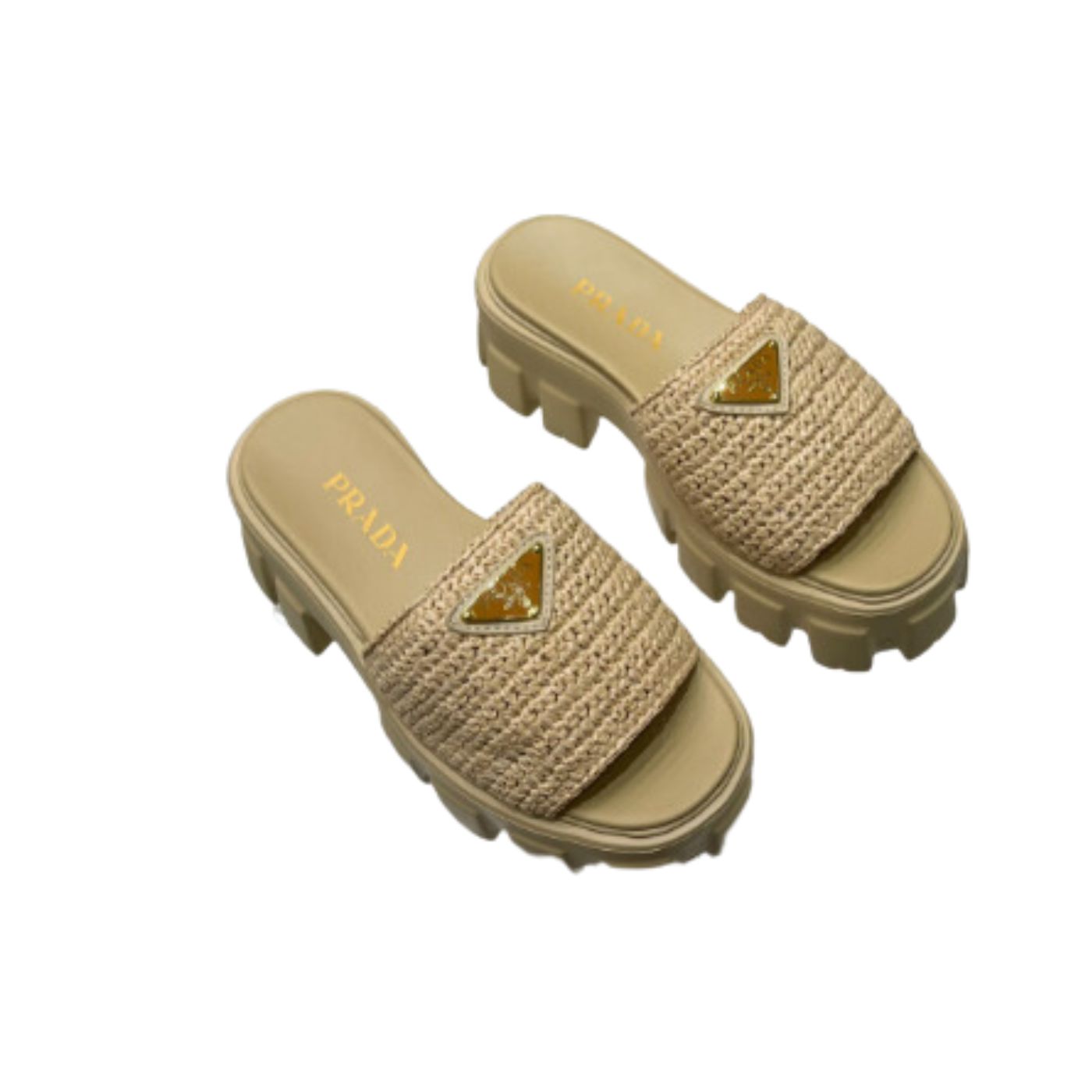 Prada Monolith Crochet Cage Slippers Beige For Women