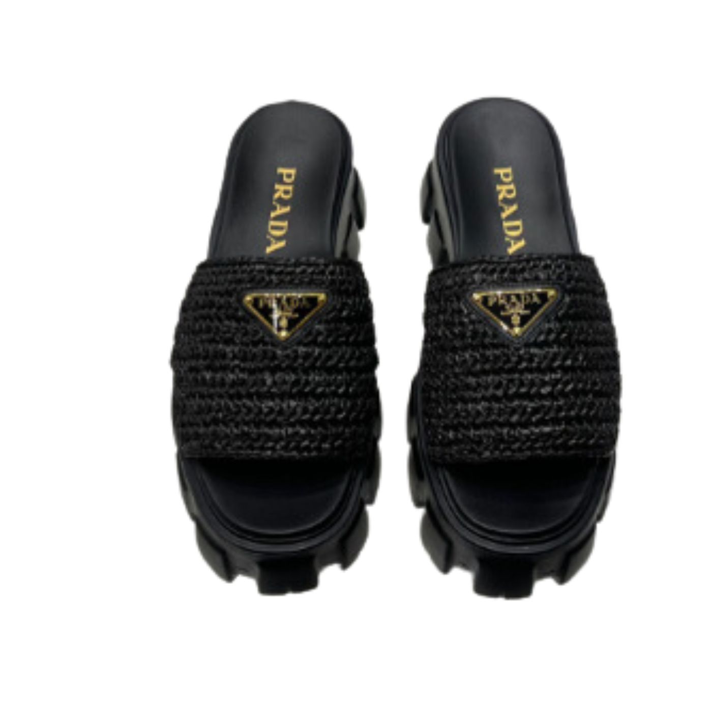 Prada Monolith Crochet Cage Slippers Black For Women