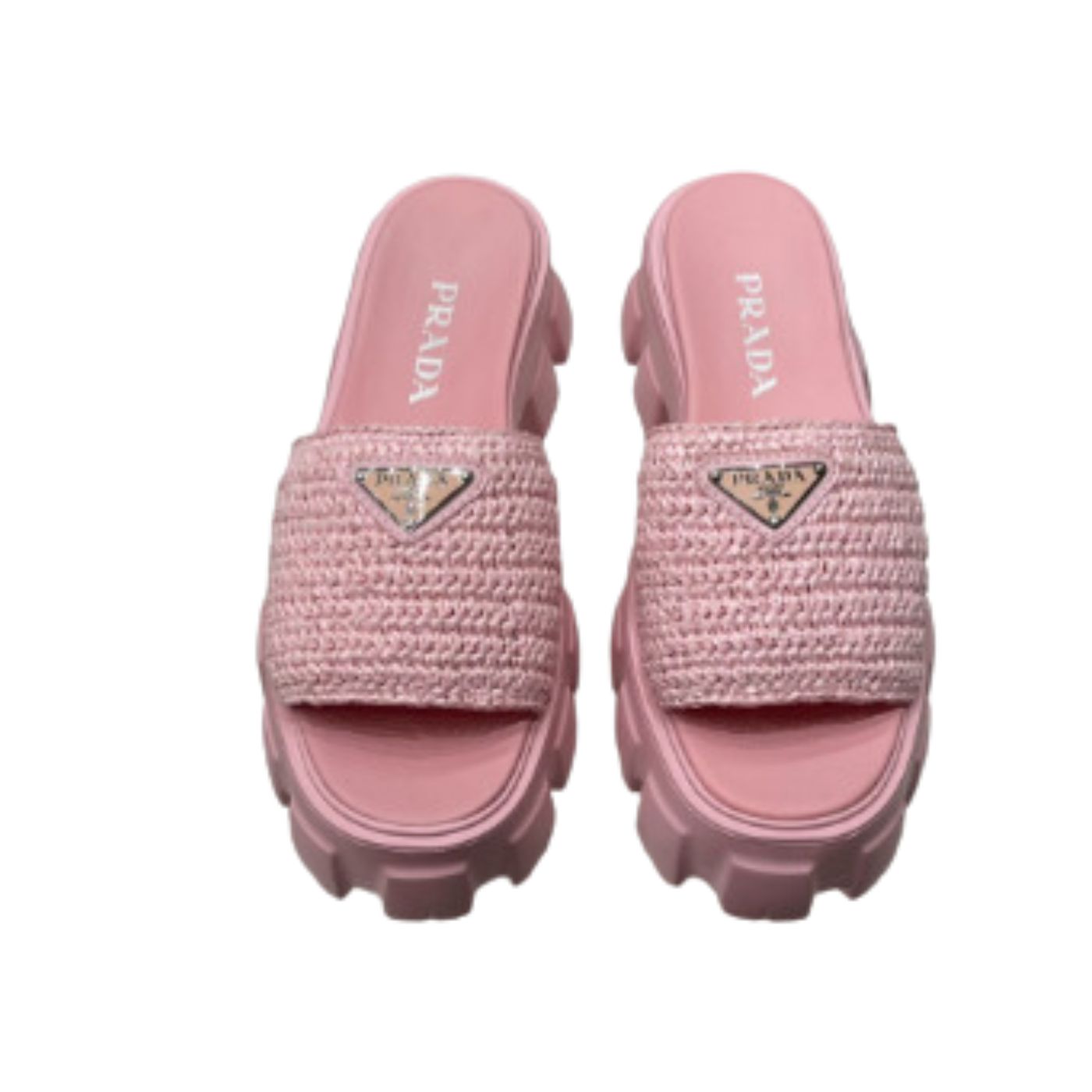 Prada Monolith Crochet Cage Slippers Pink For Women