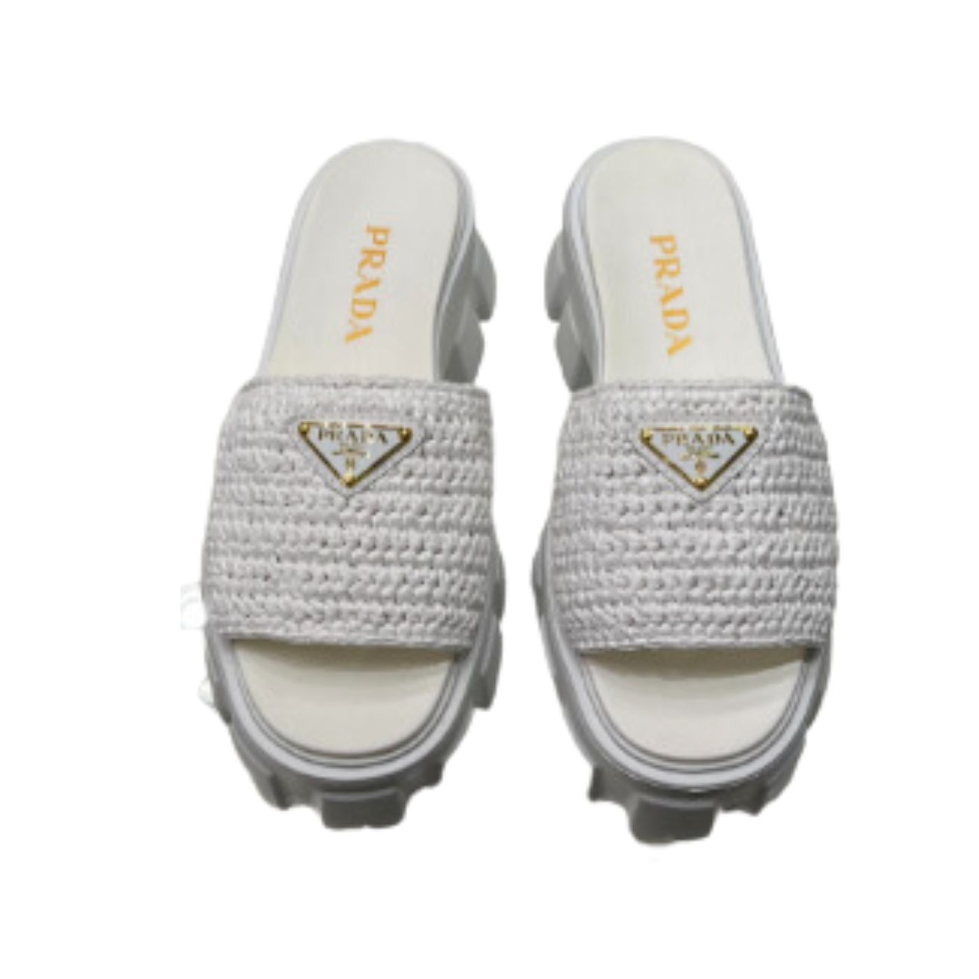 Prada Monolith Crochet Cage Slippers White For Women